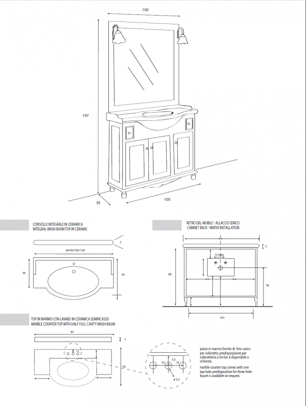 Зеркало 100x105 Cezares SCS105.02