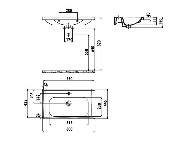 CREAVIT Раковина EK080 мебельная (45*80см)