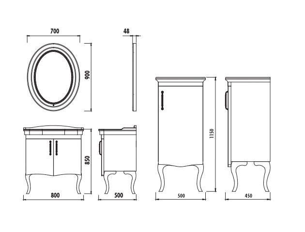 Боковой шкаф (115см) AN2115.02.BB