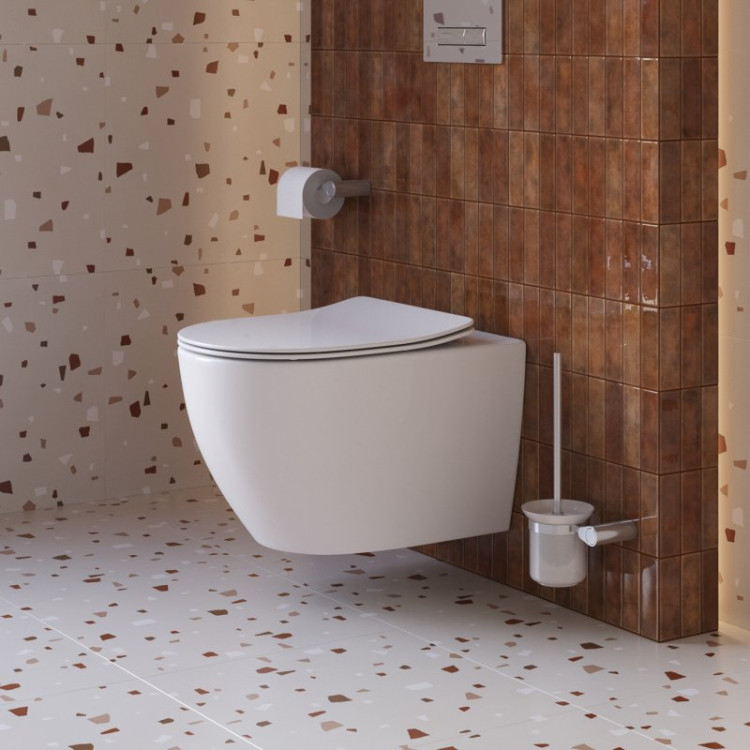 Унитаз подвесной безободковый со смывом Торнадо с сиденьем дюропласт soft close Cezares CZR-2426-TH-TOR/SC