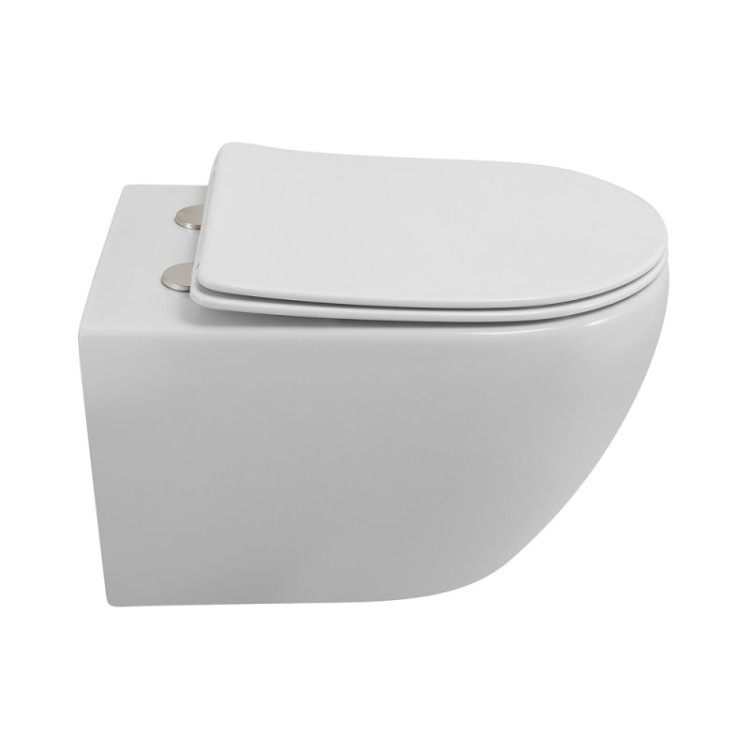 Унитаз подвесной безободковый со смывом Торнадо с сиденьем дюропласт soft close Cezares CZR-2426-TH-TOR/SC