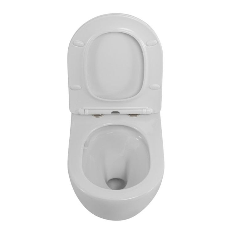 Унитаз подвесной безободковый со смывом Торнадо с сиденьем дюропласт soft close Cezares CZR-2426-TH-TOR/SC