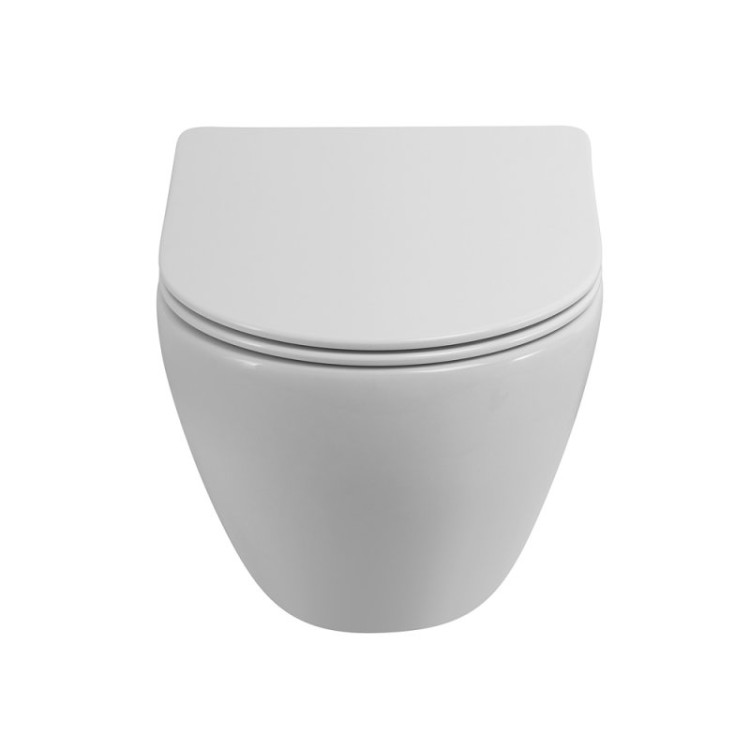 Унитаз подвесной безободковый со смывом Торнадо с сиденьем дюропласт soft close Cezares CZR-2426-TH-TOR/SC