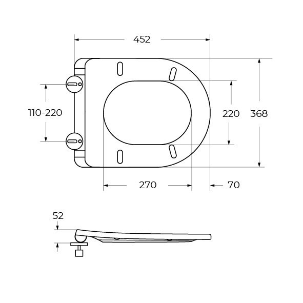 Унитаз подвесной безободковый со смывом Торнадо с сиденьем дюропласт soft close Cezares CZR-2426-TH-TOR/SC