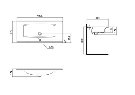 Раковина Santek Элина 100 с отверстием под смеситель 1WH501627
