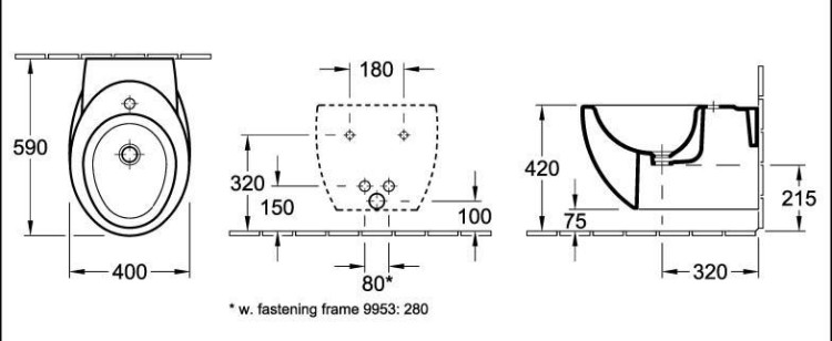 Биде Villeroy&Boch Aveo 741100R подвесное
