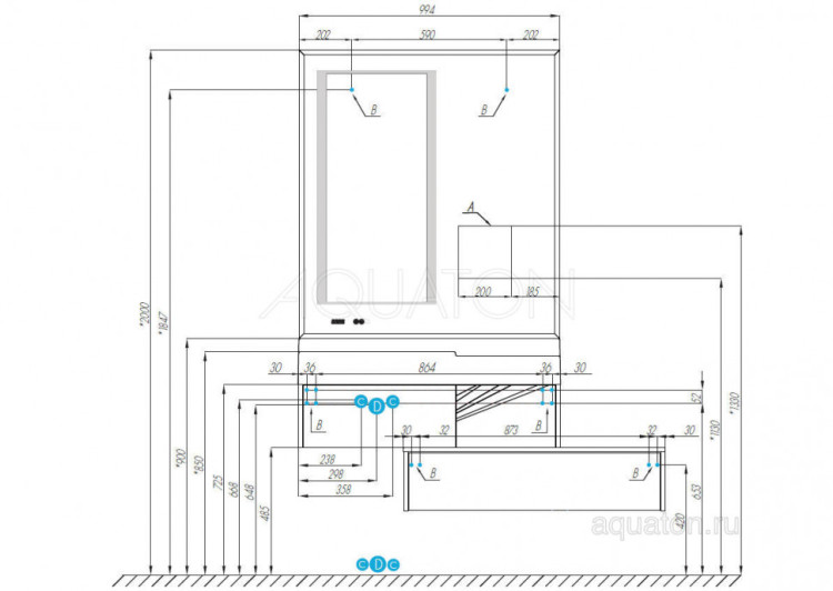 Тумба под раковину AQUATON Сакура 100 ольха наварра, белый глянец 1A234901SKW80