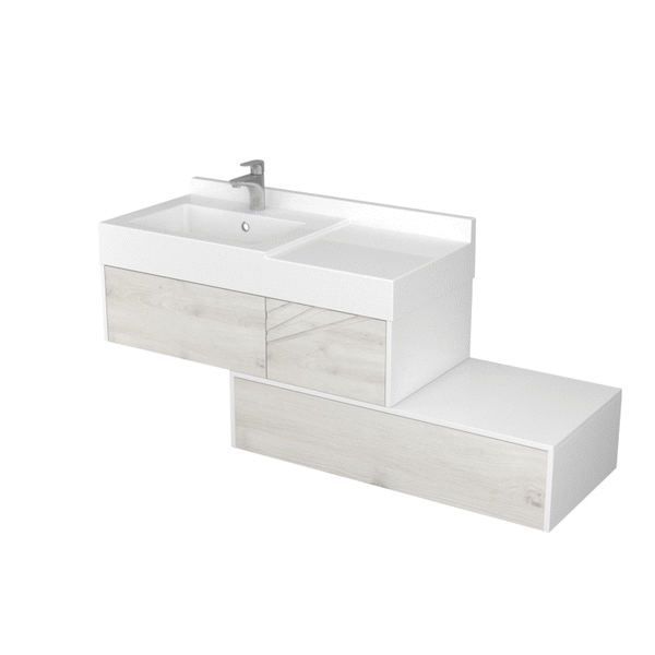 Тумба под раковину AQUATON Сакура 100 ольха наварра, белый глянец 1A234901SKW80