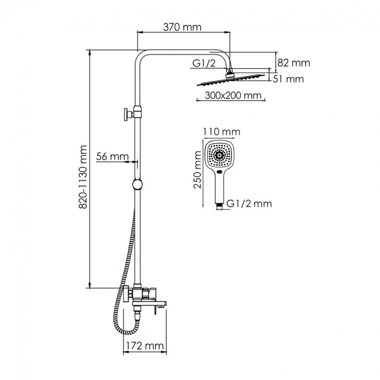 WasserKRAFT A177.069.065.010.CH Душевой комплект со смесителем