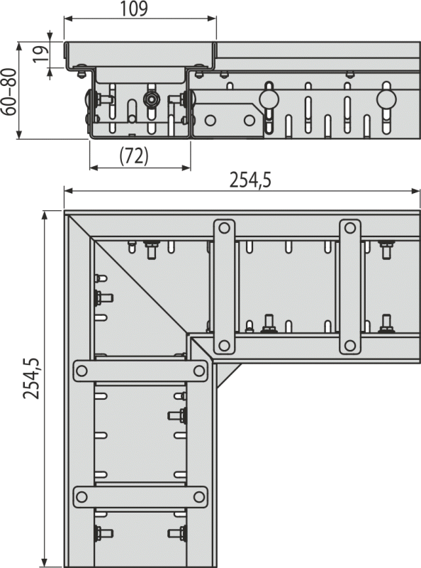 Дренажный угловой желоб 100 мм регулируемый, нержавеющая сталь Alcadrain ADZ302VR