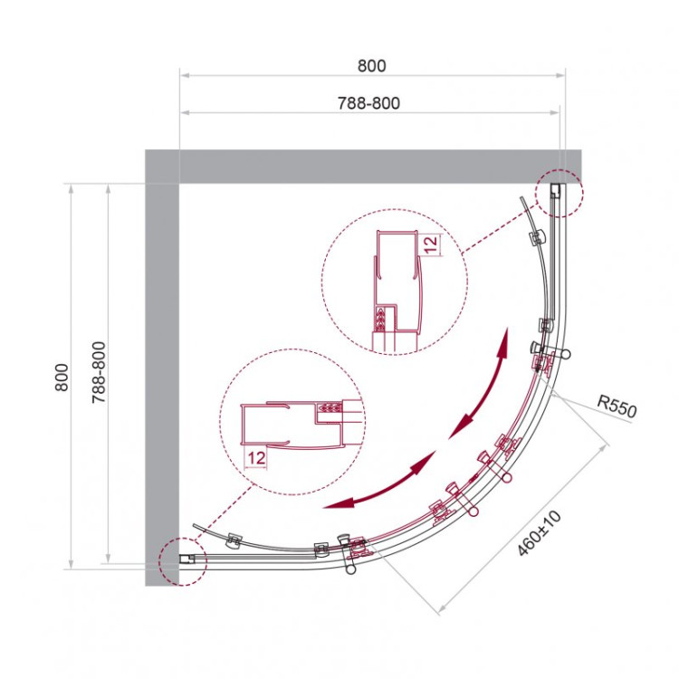 Душевой уголок BELBAGNO UNO-195-R-2 BelBagno UNO-195-R-2-90-C-Cr