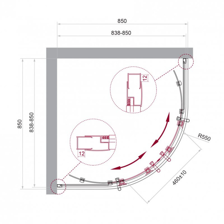 Душевой уголок BELBAGNO UNO-195-R-2 BelBagno UNO-195-R-2-90-C-Cr
