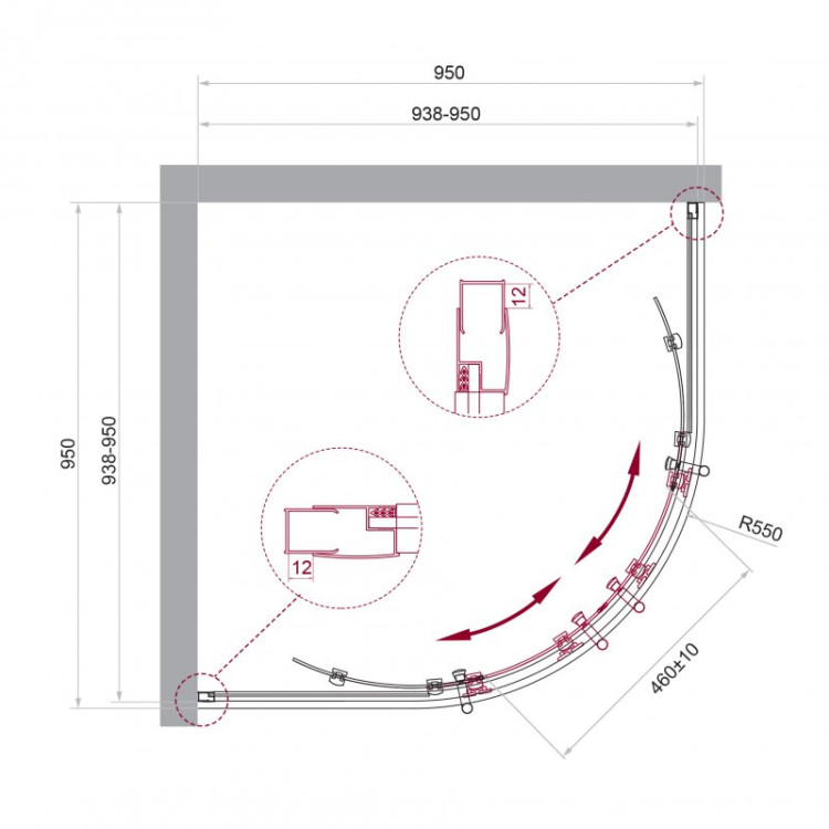 Душевой уголок BELBAGNO UNO-195-R-2 BelBagno UNO-195-R-2-90-C-Cr