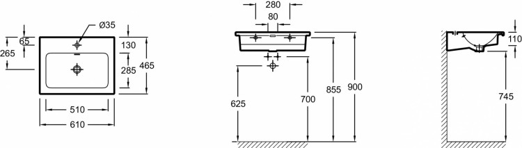 Подвесная раковина-столешница 60 х 46 см Jacob Delafon VOXEXAF112-Z-00