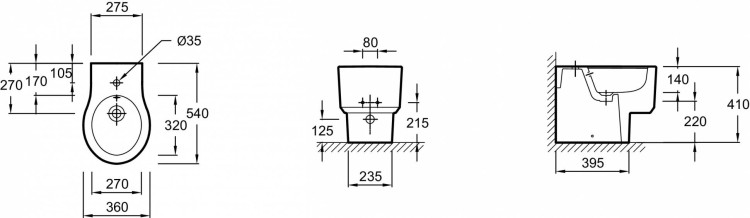 Напольное биде 54 x 36 см, высота сидения 41 см Jacob Delafon VIRAGIO E4775-00
