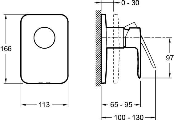 Встраиваемый смеситель на 1 выход, лицевая панель July Jacob Delafon JULY E98702-CP