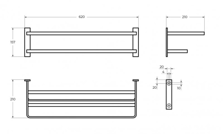 Полка для полотенец, 590х208х156 Cezares CZR-F-8910