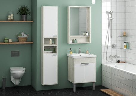 Шкаф - колонна Aquaton Флай 1-створчатый белый/дуб крафт