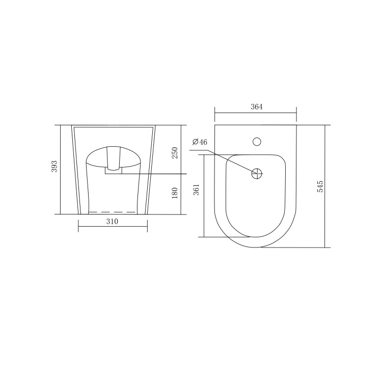 Биде напольное Aquatek ОБЕРОН/ БЕТТА AQ1276-00, 545*364*393 мм, цвет белый