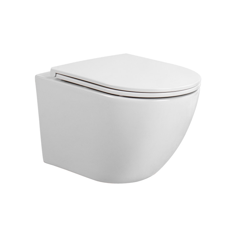 Унитаз-компакт безободковый Aquatek ЕВРОПА AQ1900T-00, 490*360*320 мм, смыв TORNADO, горизонтальный выпуск, тонкое сиденье с механизмом плавного закрывания, крепеж