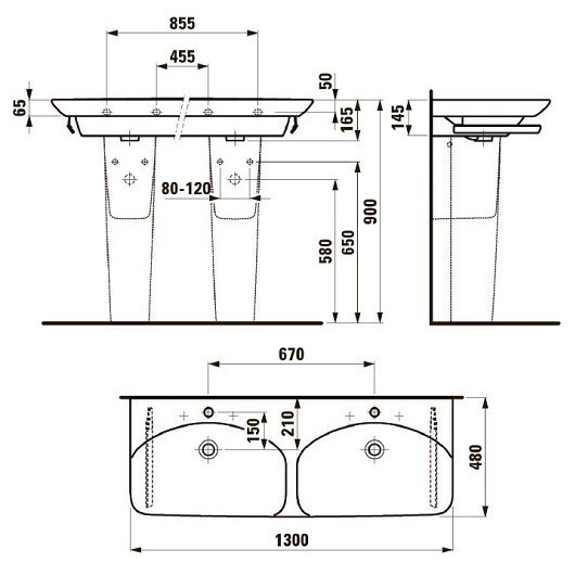 Раковина Laufen Palace New 130 8.1070.8 двойная