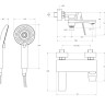 Смеситель для ванны и душа в комплекте с ручным душем, шлангом и держателем Cezares COMFORT-VD-01
