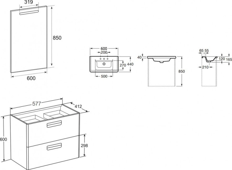 Тумба под раковину Roca The Gap 60 подвесная