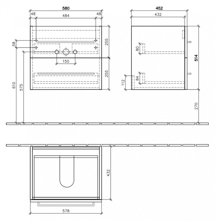 Тумба под раковину Villeroy&Boch Avento 60 подвесная