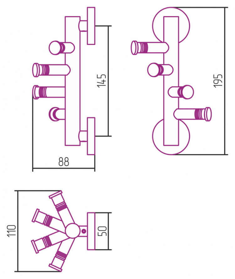 Полотенцедержатель Сунержа ВЕЕР-4 фиксированный / L 85 Золото