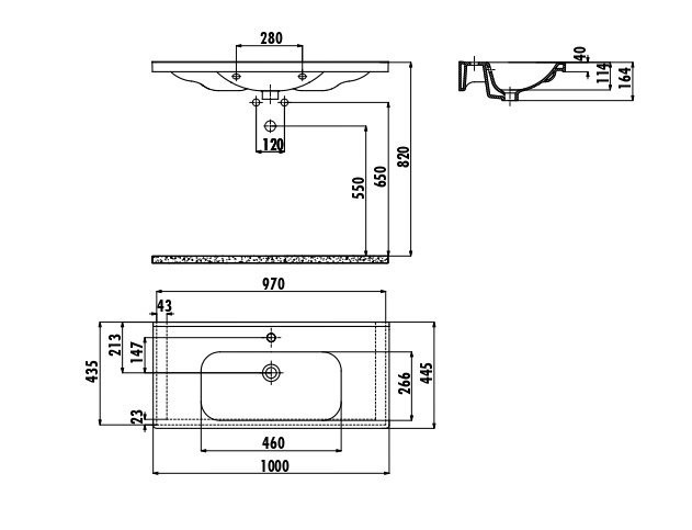CREAVIT Раковина EK100 мебельная  (45*100см)