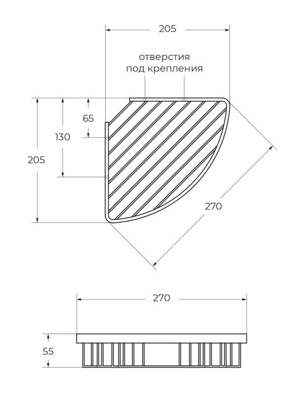 Полка угловая подвесная 205х205х55мм ART&MAX AM-G-8936-Br