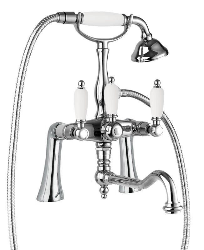 Смеситель на борт ванны с повортным изливом и ручным душем Cezares FIRST-PBV2-02-M