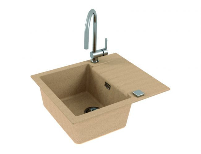 Мойка ALVEUS GRANITAL CADIT 10 BEIGE - G55 590 X 500 1X в комплекте с сифоном 1132823,