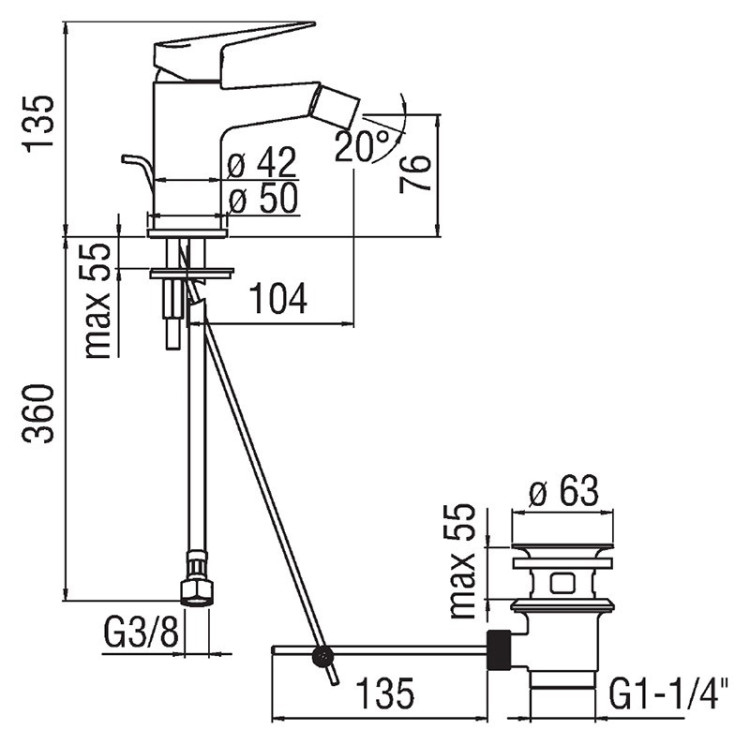 Смеситель для биде Nobili Blues BS101119/1CR