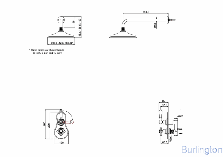 Душевая стойка c встроенным термостатом VF1S c душевой насадкой 12''