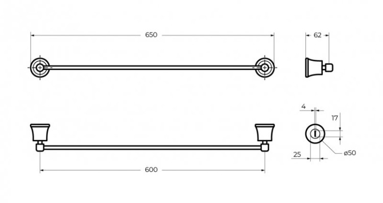Полотенцедержатель 650x62x50 ART&MAX CZR-F-8981