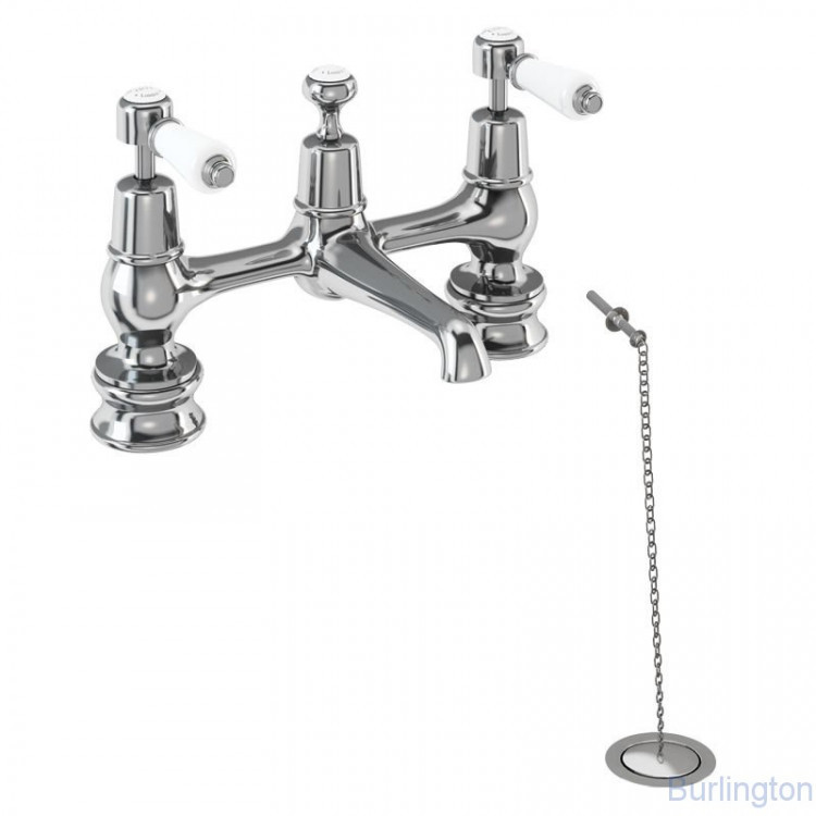 Смеситель для раковины на 2 отверстия Regent, с пробкой и цепочкой  [KER10]