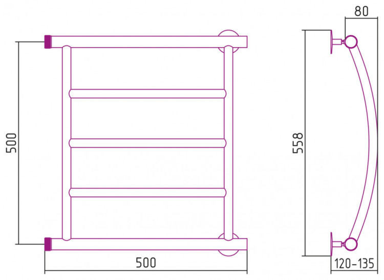Полотенцесушитель водяной Стилье Минор 0602 500х500 (3) Г Без покрытия