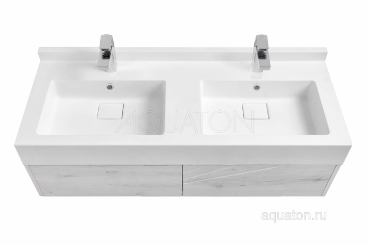 Тумба под раковину AQUATON Сакура 120 ольха наварра, белый глянец 1A219701SKW80