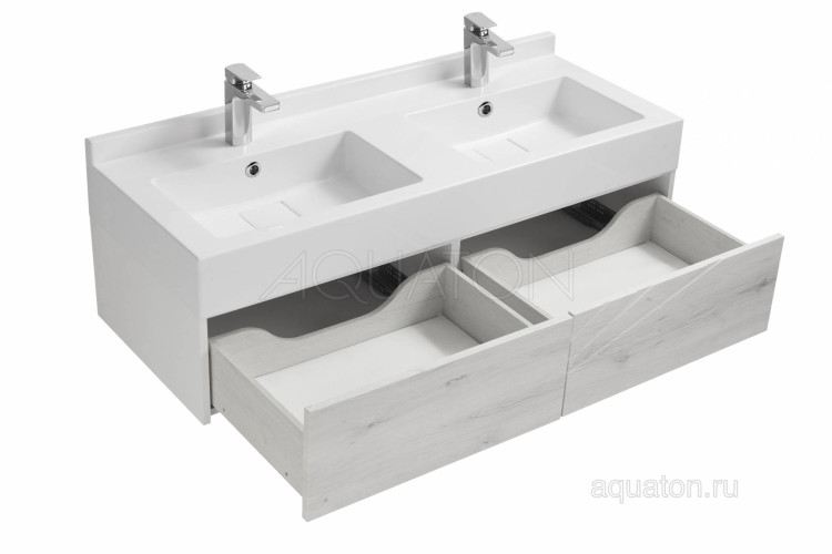 Тумба под раковину AQUATON Сакура 120 ольха наварра, белый глянец 1A219701SKW80