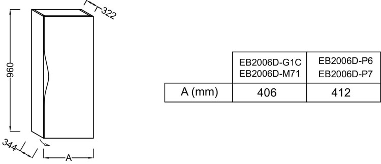 Подвесная колонна 40 см, шарниры справа Jacob Delafon STILLNESS EB2006D-G1C