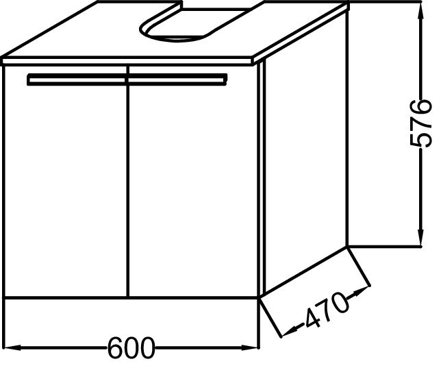 Мебель под раковину 60 см, 2 дверцы Jacob Delafon STRUKTURA EB1384-N18