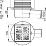 Сливной трап 105×105/50 мм боковой сток, решетка из нержавеющей стали, гидрозатвор мокрый Alcadrain APV26