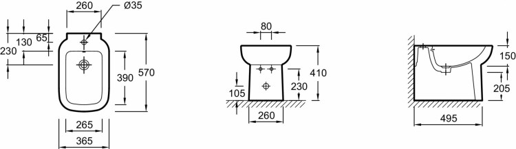 Напольное биде 57 x 36,5 см Jacob Delafon REPLAY E4777-00