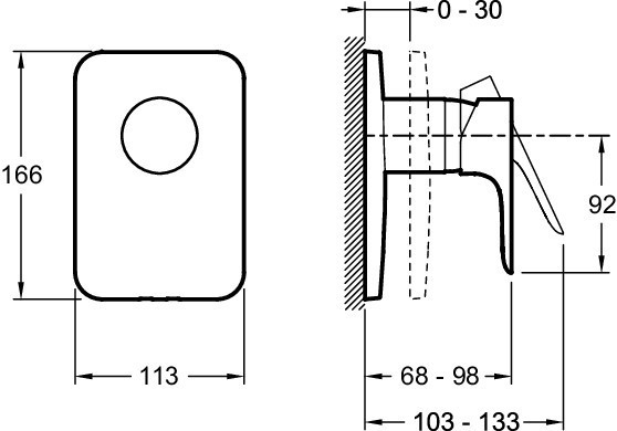 Встраиваемый смеситель на 1 выход, лицевая панель Aleo Jacob Delafon ALEO E98705-CP