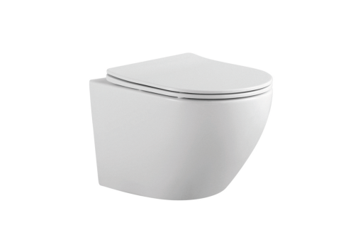 Унитаз подвесной безободковый Aquatek ЕВРОПА AQ1901-00 525*360*320 мм, горизонтальный выпуск, тонкое сиденье с механизмом плавного закрывания, крепеж