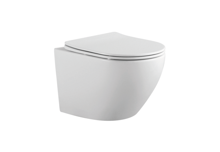 Унитаз подвесной безободковый Aquatek ЕВРОПА AQ1901-00 525*360*320 мм, горизонтальный выпуск, тонкое сиденье с механизмом плавного закрывания, крепеж