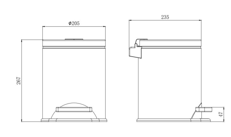 Корзина для мусора с педалью 5л Aquatek матовый черный AQ4016MB Вега