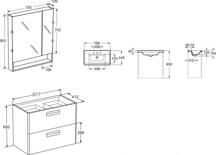 Тумба под раковину Roca The Gap 70 подвесная