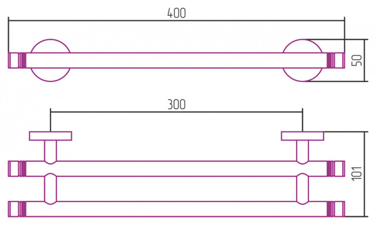 Полотенцедержатель Сунержа КАНЬОН двойной / L 400 Без покрытия